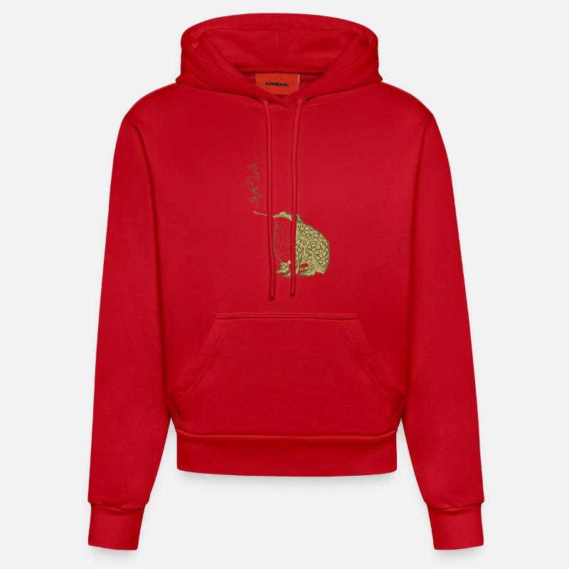 Fumée de grenouille japonaise funky - Sweat à capuche bio ajusté fabriqué en UE - rouge