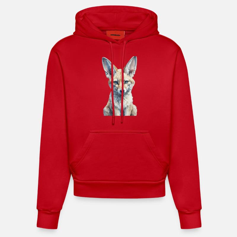 Fennec Renard - Sweat à capuche bio ajusté fabriqué en UE - rouge
