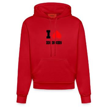 Heart Shape Geometric Pattern - Organic Fitted Hoodie Made in EU - red - Front