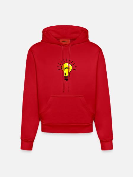 Gloeilamp Comic Vector 3 Kleur aanpasbaar - Organic fitted hoodie made in EU - rood
