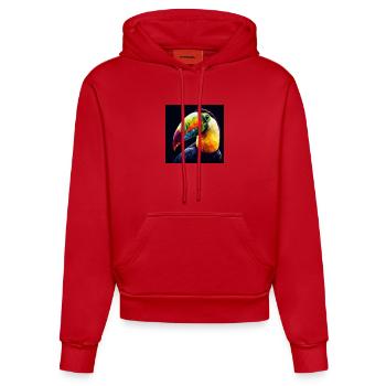 Toucan Colorful Polygon Art - Organic Fitted Hoodie Made in EU - red - Front