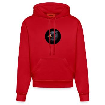Rabe im Animationsstil - Organic Fitted Hoodie Made in EU - Rot - Vorne