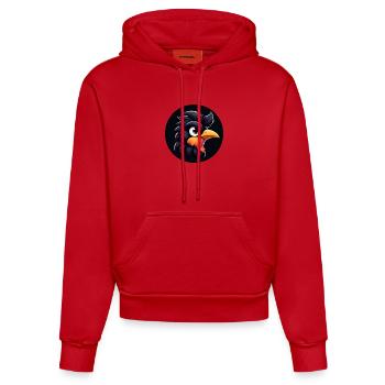 Cooler Rabe im Comic Stil - Organic Fitted Hoodie Made in EU - Rot - Vorne