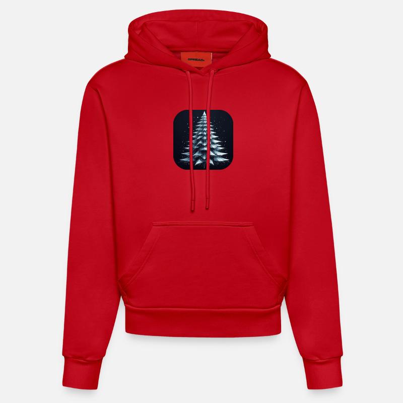 Arbre de Noël Sapin Polygones Vert - Sweat à capuche bio ajusté fabriqué en UE - rouge