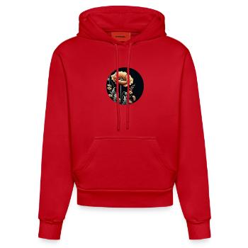Blume Orange Beige Natur Botanik - Organic Fitted Hoodie Made in EU - Rot - Vorne