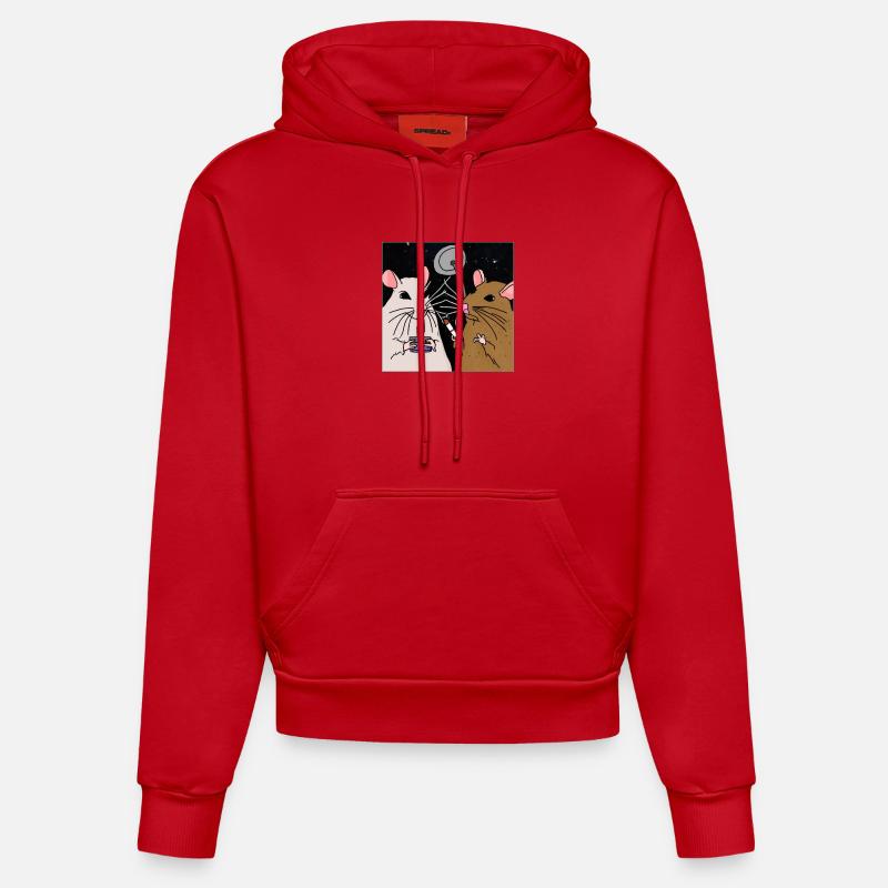 Fumer des rats dans l’espace. - Sweat à capuche bio ajusté fabriqué en UE - rouge