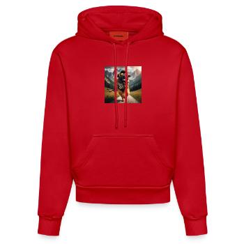 L’art de Leonberg - Sweat à capuche bio ajusté fabriqué en UE - rouge - Devant
