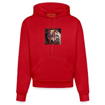 Loup - Sweat à capuche bio ajusté fabriqué en UE - rouge - Devant
