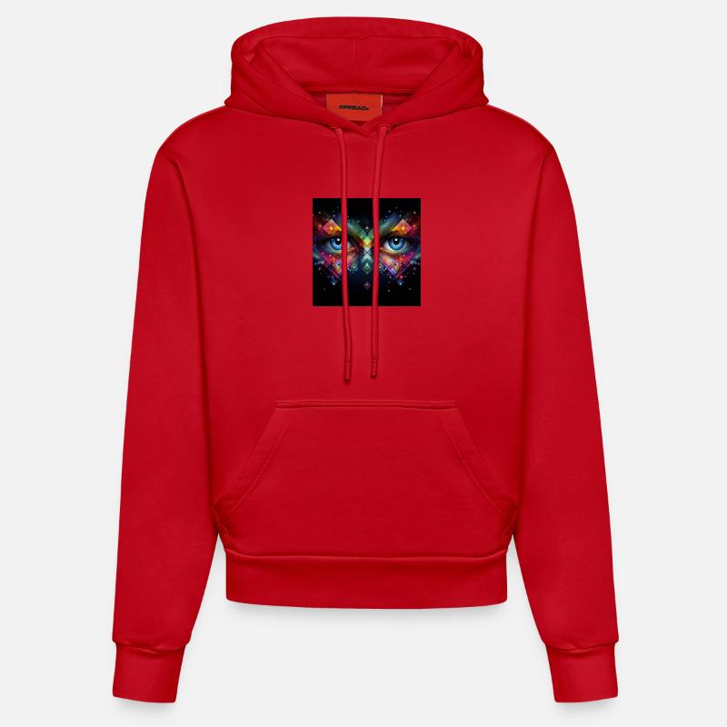 Yeux 1 - Sweat à capuche bio ajusté fabriqué en UE - rouge