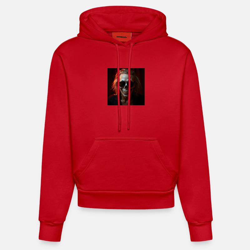 Halloween design - Sweat à capuche bio ajusté fabriqué en UE - rouge