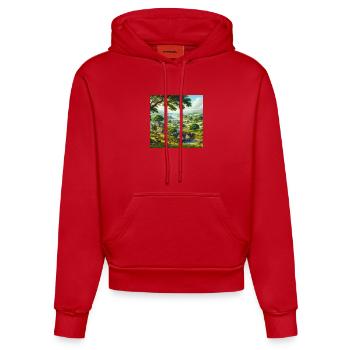 Vivid nature view - Organic Fitted Hoodie Made in EU - red - Front