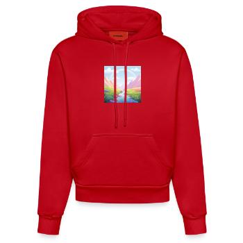 Nature Dream: Rainbow in the Mountains - Organic Fitted Hoodie Made in EU - red - Front