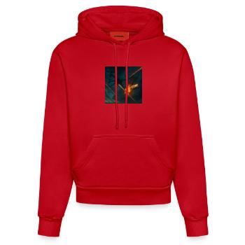 Image d’attaque futuriste de la base aérienne - Sweat à capuche bio ajusté fabriqué en UE - rouge - Devant