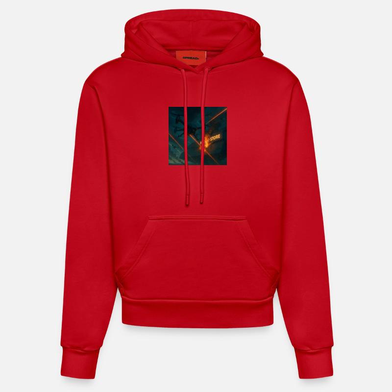 Futuristisches Angriffsbild eines Luftwaffenstützpunkts - Organic Fitted Hoodie Made in EU - Rot