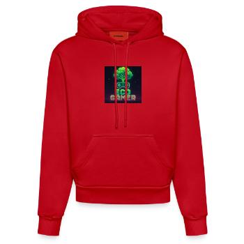 EcoGracz Gaming Conception Pixel Art - Sweat à capuche bio ajusté fabriqué en UE - rouge - Devant