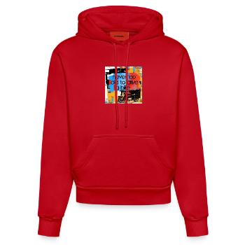 Life motto with motorcycle art - Organic Fitted Hoodie Made in EU - red - Front