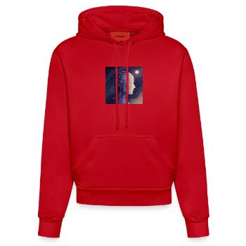 Digital Awareness – Futuristic AI T-Shirt - Organic Fitted Hoodie Made in EU - red - Front
