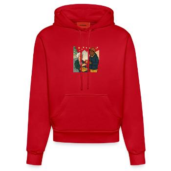 Oma Karin mit dem Enkel - Organic Fitted Hoodie Made in EU - Rot - Vorne