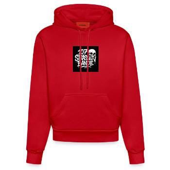 107 Straßen Bande Skull - Organic Fitted Hoodie Made in EU - Rot - Vorne