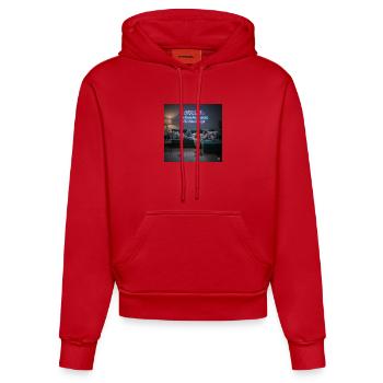 Chiller Neon Sofa: Produktivität entspannen - Organic Fitted Hoodie Made in EU - Rot - Vorne