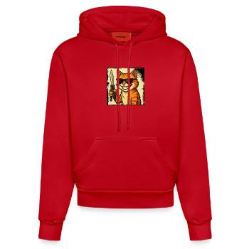 Balisong-Chat - Sweat à capuche bio ajusté fabriqué en UE - rouge - Devant