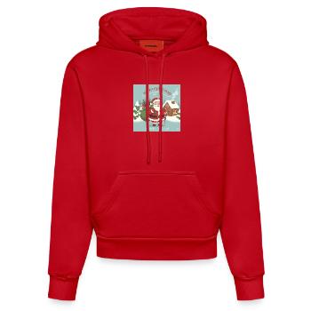 Christmas Santa with sack and candy cane - Organic Fitted Hoodie Made in EU - red - Front