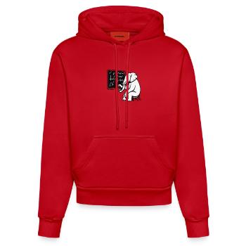 Professeur Éléphant - Sweat à capuche bio ajusté fabriqué en UE - rouge - Devant