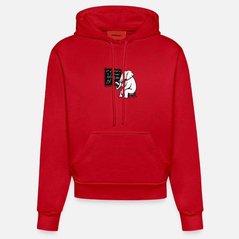 Professeur Éléphant - Sweat à capuche bio ajusté fabriqué en UE - rouge