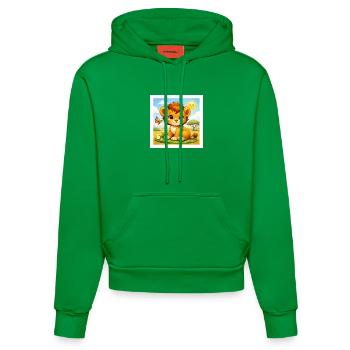 Sunny der kleine Löwe - Organic Fitted Hoodie Made in EU - City Green - Vorne