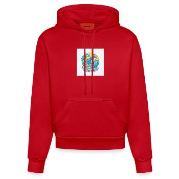 Save Timmy: Whales in the Colour Waves - Organic Fitted Hoodie Made in EU - red - Front