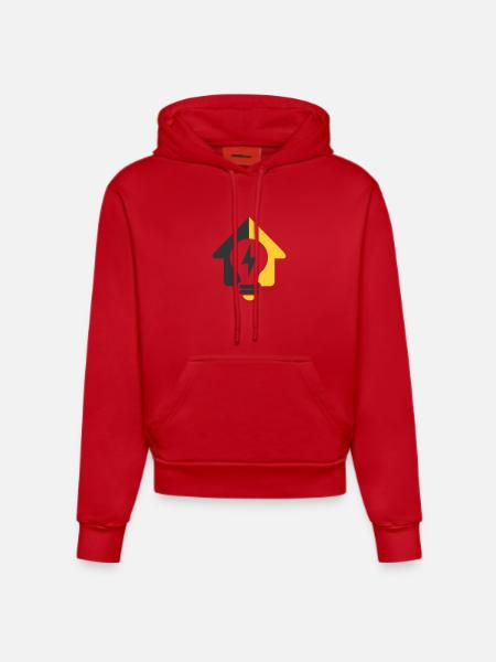 Electric Home Light Bulb Logo - Organic Fitted Hoodie Made in EU - red