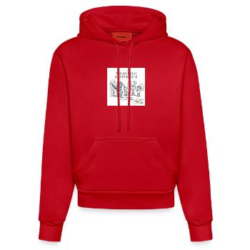 Bleistiftkünstler-Abenteuer mit Freunden - Organic Fitted Hoodie Made in EU - Rot - Vorne