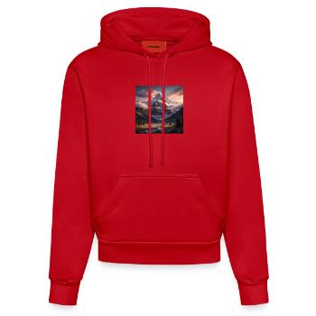 Mountains - Organic Fitted Hoodie Made in EU - red - Front