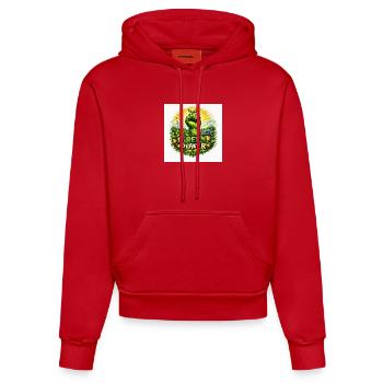 green power - Organic Fitted Hoodie Made in EU - red - Front