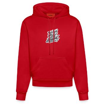 Caniget Numbersplease 3D Metal - Organic Fitted Hoodie Made in EU - red - Front