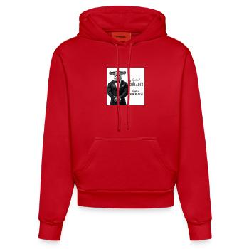 Limitierter Eintritt: Hai im Smoking - Organic Fitted Hoodie Made in EU - Rot - Vorne