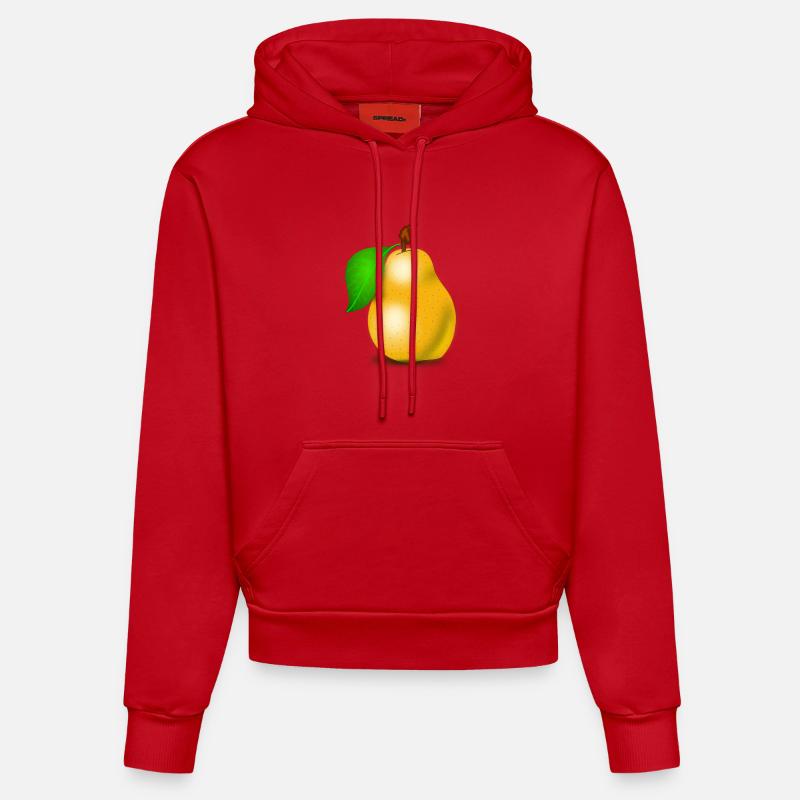 poire - Sweat à capuche bio ajusté fabriqué en UE - rouge