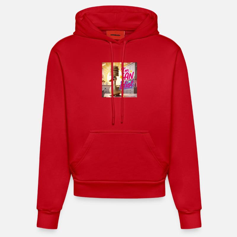 Canard - Je suis un idiot - Sweat à capuche bio ajusté fabriqué en UE - rouge