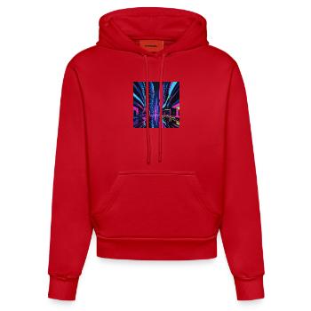Future City 1 - Organic Fitted Hoodie Made in EU - Rot - Vorne