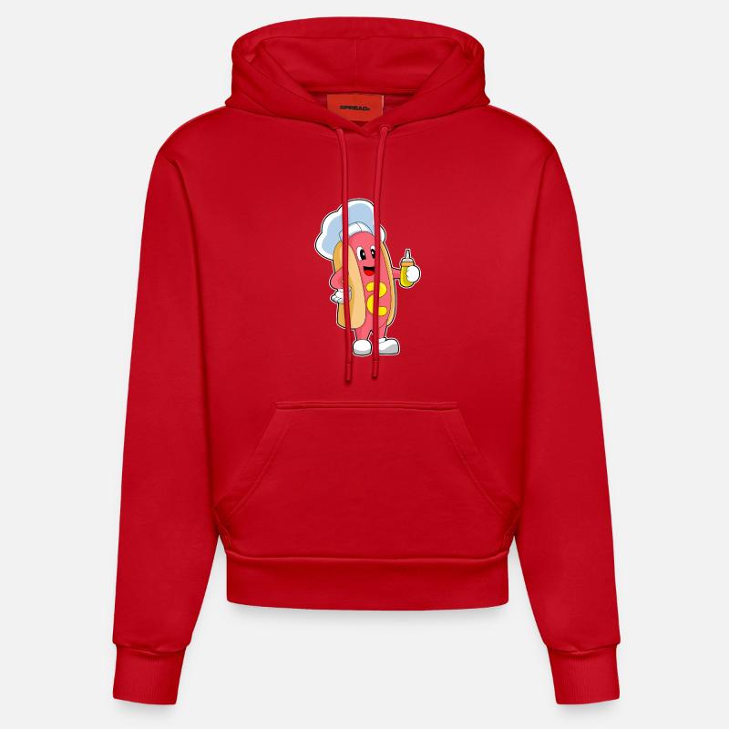 Moutarde Hot Dog Cook - Sweat à capuche bio ajusté fabriqué en UE - rouge
