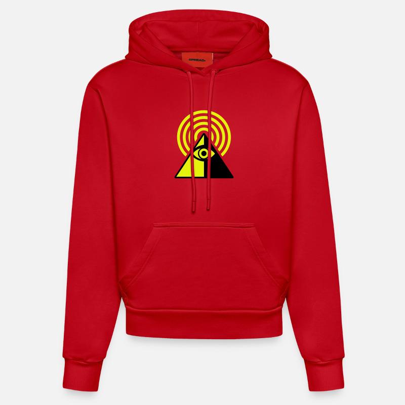 Oeil Pyramide - Sweat à capuche bio ajusté fabriqué en UE - rouge