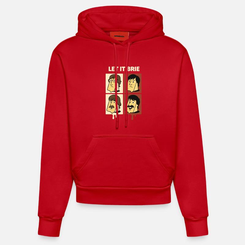 Let It Brie Cheese Quartet - Organic Fitted Hoodie Made in EU - red