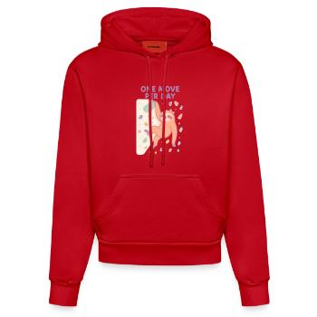Faultier Bouldern: One Move Per Day Design - Organic Fitted Hoodie Made in EU - Rot - Vorne