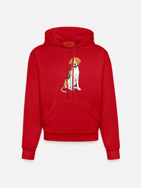 Sitting foxhound - Organic Fitted Hoodie Made in EU - red