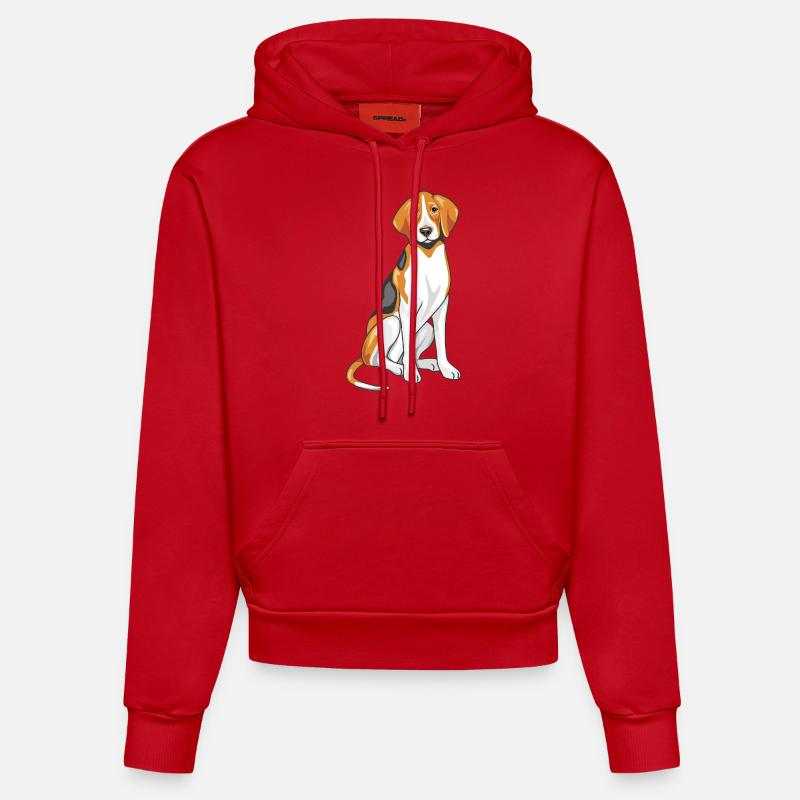 Sitting foxhound - Organic Fitted Hoodie Made in EU - red