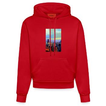 New York City Skyline - Organic Fitted Hoodie Made in EU - Rot - Vorne
