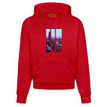 New York City Skyline - Organic Fitted Hoodie Made in EU - Rot - Vorne