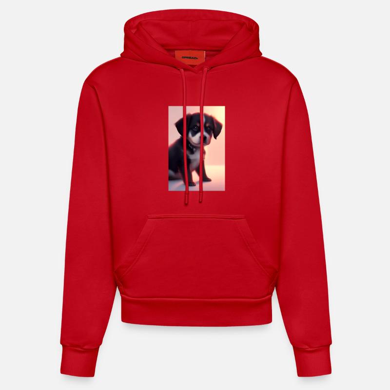 Bébé chien - Sweat à capuche bio ajusté fabriqué en UE - rouge