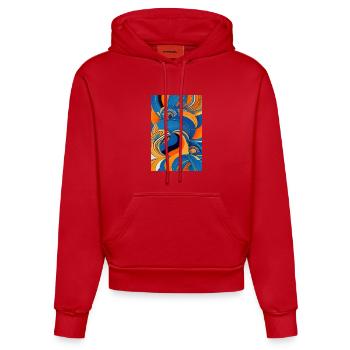 Art abstrait - Sweat à capuche bio ajusté fabriqué en UE - rouge - Devant