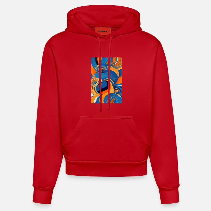 Art abstrait - Sweat à capuche bio ajusté fabriqué en UE - rouge
